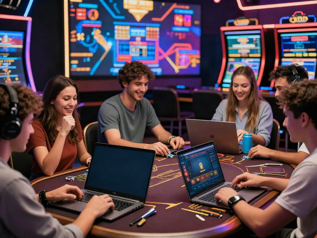 Exciting online gaming experience on https://ku88v1.com/ with diverse players enjoying live dealer interactions and modern devices.